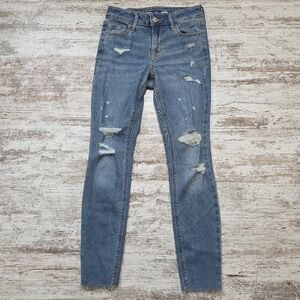 Womens Old Navy Mid Rise Rockstar Super Skinny Jeans Blue